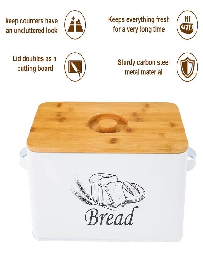 SOTECH Bread Box with Cutting Board and Handle Bread Holder with Bamboo Lid for Kitchen Countertop,Loaf Bread Storage Container Farmhouse Bread Bin - Image 2